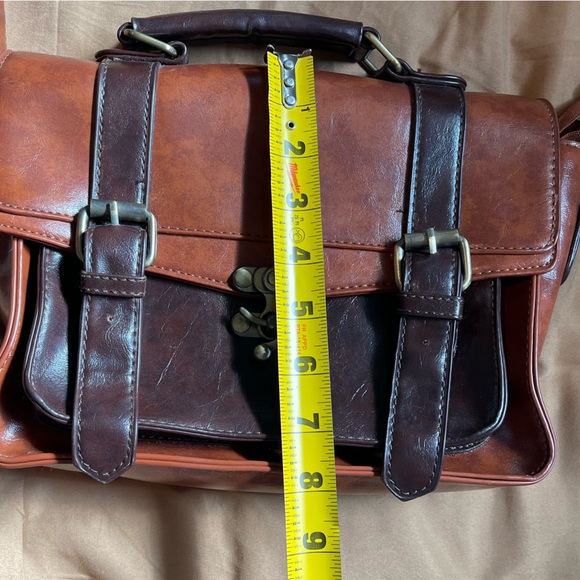 ECOSUSI Vegan Leather Rustic Briefcase/Handbag/Messenger/Crossbody Bag Medium Sz - Picture 11 of 12